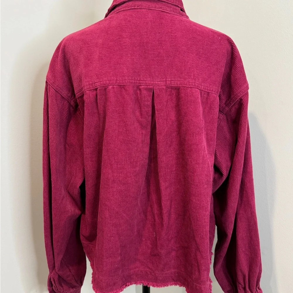 Kori Corduroy Jacket‎ Medium Boho Western Cropped Frayed Hem
